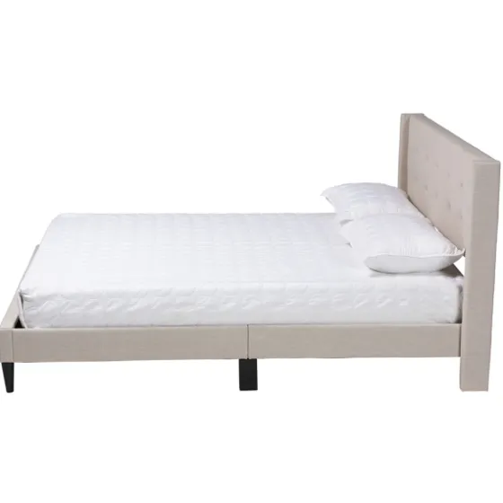 Amala Beige Button Tufted Queen Bed Frame-Kirkland's Home New