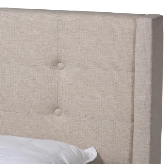 Amala Beige Button Tufted Queen Bed Frame-Kirkland's Home New