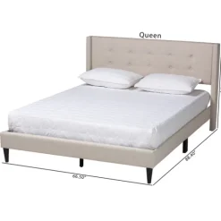 Amala Beige Button Tufted Queen Bed Frame-Kirkland's Home New