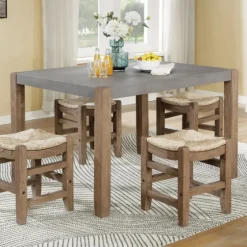 Amber Wood Faux Concrete Top Dining Table-Kirkland's Home Clearance