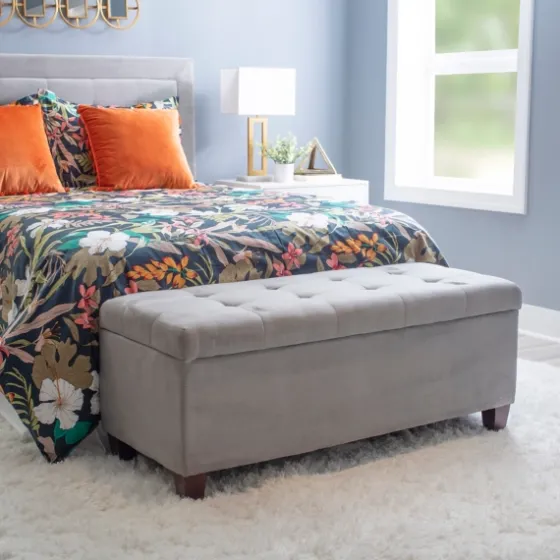 Amelia Tufted Shoe Storage Ottoman Bench-Kirkland's Home Outlet