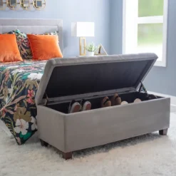 Amelia Tufted Shoe Storage Ottoman Bench-Kirkland's Home Outlet
