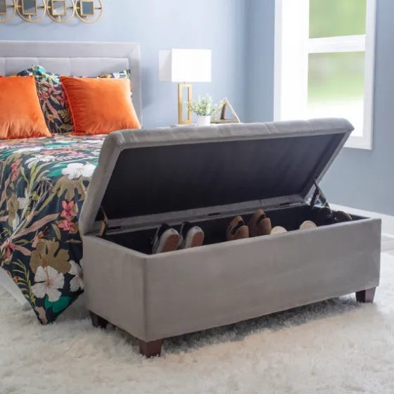 Amelia Tufted Shoe Storage Ottoman Bench-Kirkland's Home Outlet