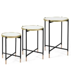 Anastasia Mirrored Metal Accent Tables, Set Of 3-Kirkland's Home Store