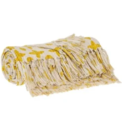 And Beige Patterned Fringe Throw-Kirkland's Home New
