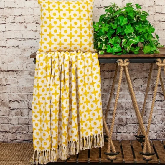 And Beige Patterned Fringe Throw-Kirkland's Home New