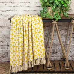And Beige Patterned Fringe Throw-Kirkland's Home New