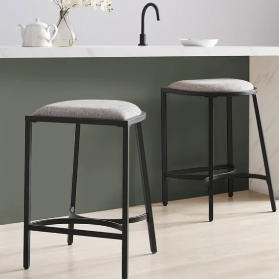 And Black Metal Counter Stools, Set Of 2-Kirkland's Home Clearance