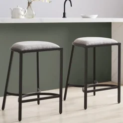 And Black Metal Counter Stools, Set Of 2-Kirkland's Home Clearance