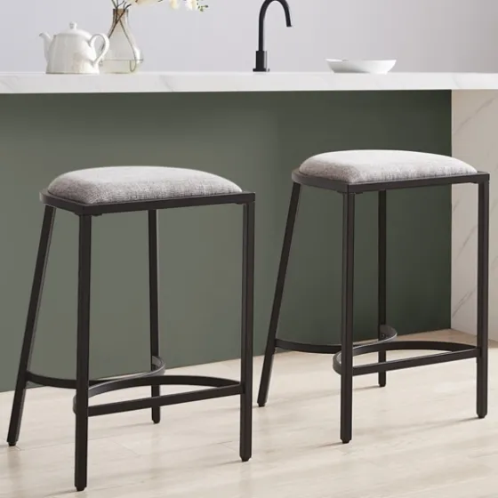 And Black Metal Counter Stools, Set Of 2-Kirkland's Home Clearance