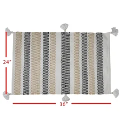 And Black Stripe With Tassel Outdoor Area Rug-Kirkland's Home Store
