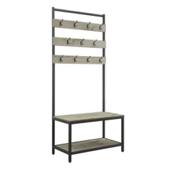 And Black Wood Bench Hall Tree-Kirkland's Home Shop