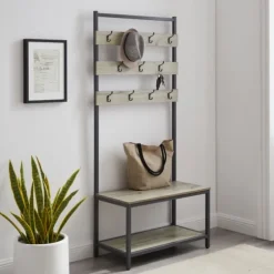 And Black Wood Bench Hall Tree-Kirkland's Home Shop
