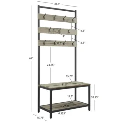 And Black Wood Bench Hall Tree-Kirkland's Home Shop