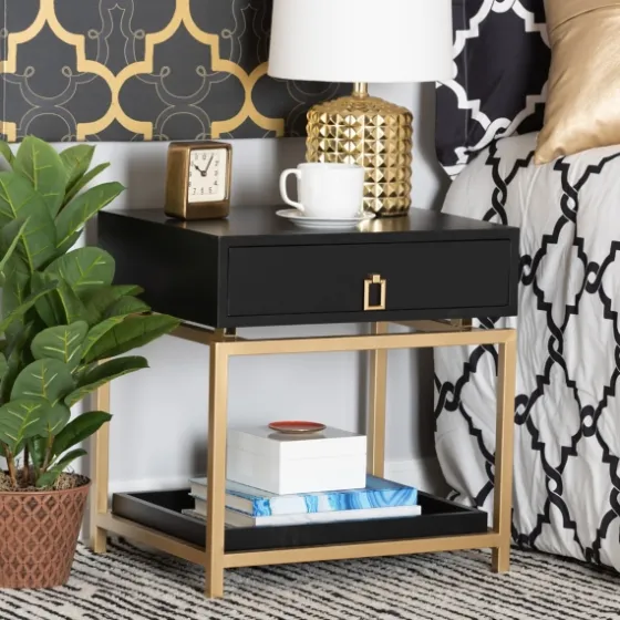 And Gold 1-Drawer Nightstand-Kirkland's Home Clearance