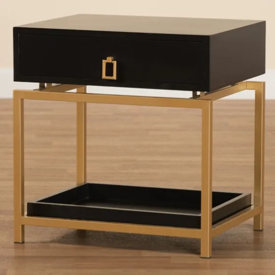 And Gold 1-Drawer Nightstand-Kirkland's Home Clearance