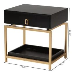 And Gold 1-Drawer Nightstand-Kirkland's Home Clearance