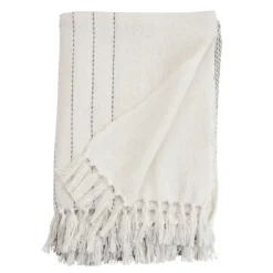 And Gray Striped And Fringe Throw Blanket-Kirkland's Home Cheap