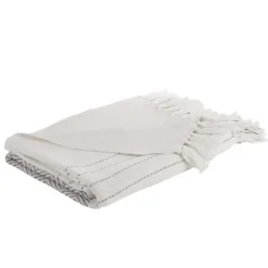 And Gray Striped And Fringe Throw Blanket-Kirkland's Home Cheap