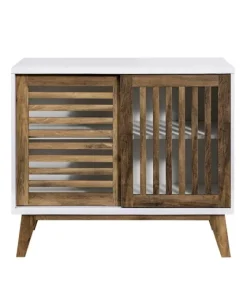 And Oak Sliding Slat Door Console Table-Kirkland's Home Sale