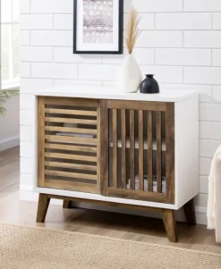 And Oak Sliding Slat Door Console Table-Kirkland's Home Sale