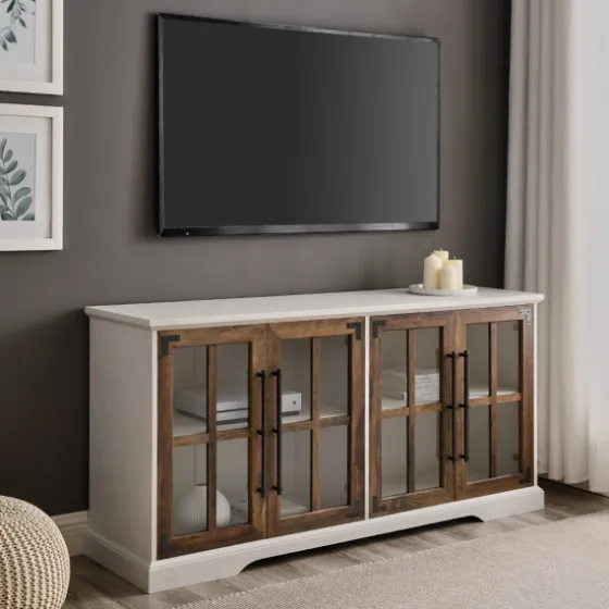 And Rustic Oak Glass Door Tv Stand-Kirkland's Home Best