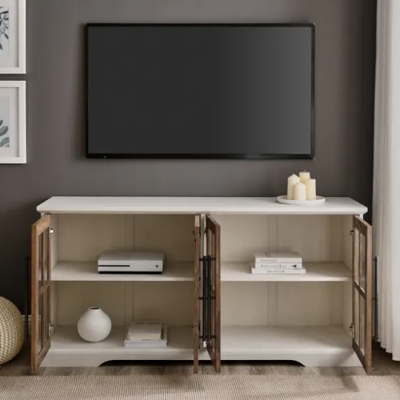 And Rustic Oak Glass Door Tv Stand-Kirkland's Home Best
