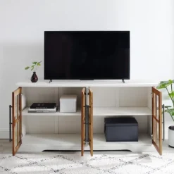 And Rustic Oak Glass Door Tv Stand-Kirkland's Home Best