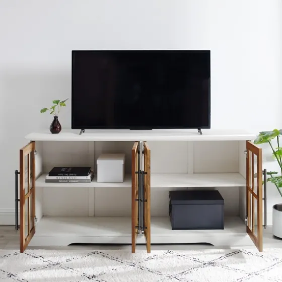 And Rustic Oak Glass Door Tv Stand-Kirkland's Home Best