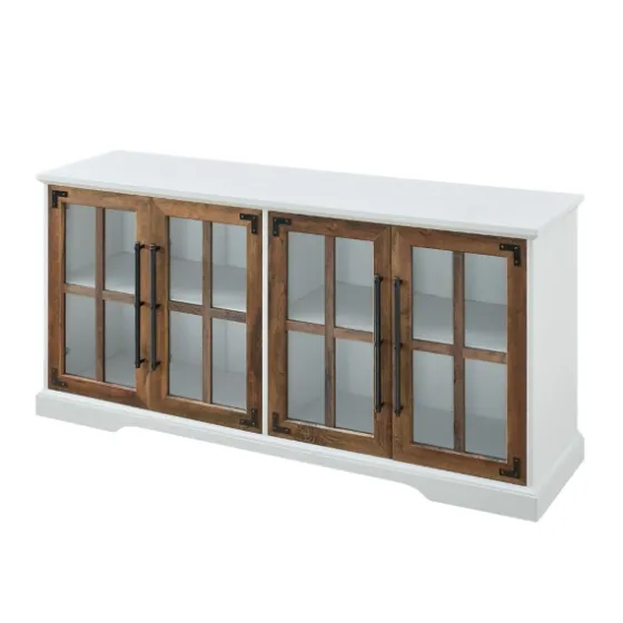 And Rustic Oak Glass Door Tv Stand-Kirkland's Home Best