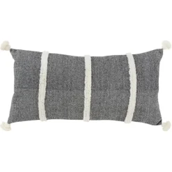 And White Artisanal Stripes Lumbar Pillow-Kirkland's Home Best Sale