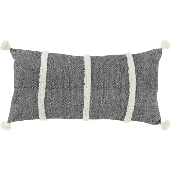 And White Artisanal Stripes Lumbar Pillow-Kirkland's Home Best Sale