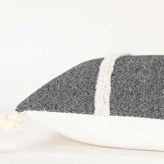 And White Artisanal Stripes Lumbar Pillow-Kirkland's Home Best Sale