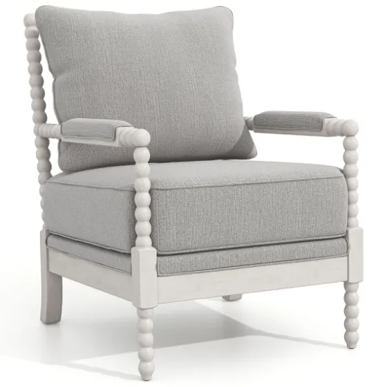 And White Beaded Frame Accent Chair-Kirkland's Home Store