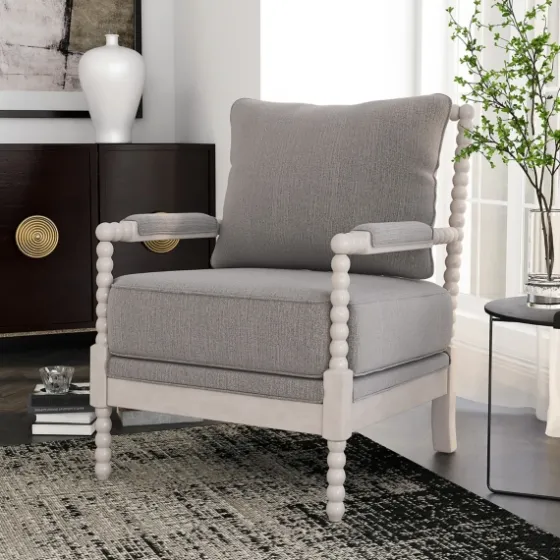 And White Beaded Frame Accent Chair-Kirkland's Home Store
