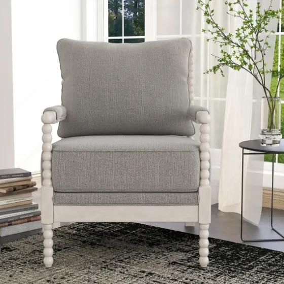 And White Beaded Frame Accent Chair-Kirkland's Home Store