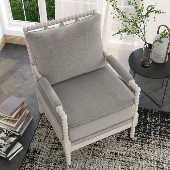 And White Beaded Frame Accent Chair-Kirkland's Home Store