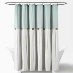 And White Button Accent Linen Shower Curtain-Kirkland's Home New