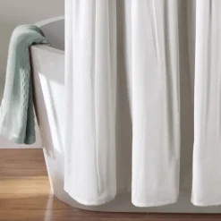 And White Button Accent Linen Shower Curtain-Kirkland's Home New