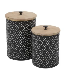 And White Embossed Diamond Jars, Set Of 2-Kirkland's Home Cheap