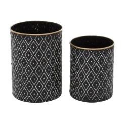 And White Embossed Diamond Jars, Set Of 2-Kirkland's Home Cheap