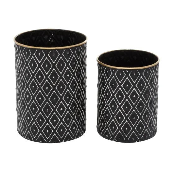 And White Embossed Diamond Jars, Set Of 2-Kirkland's Home Cheap