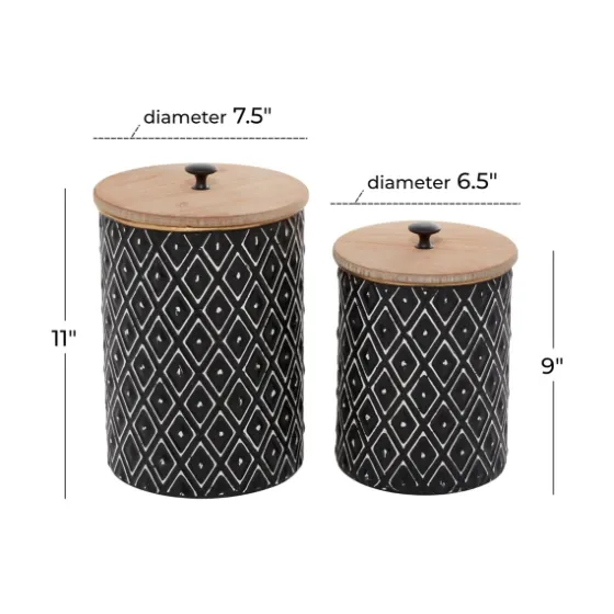 And White Embossed Diamond Jars, Set Of 2-Kirkland's Home Cheap