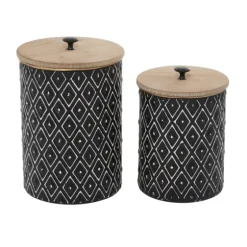 And White Embossed Diamond Jars, Set Of 2-Kirkland's Home Cheap