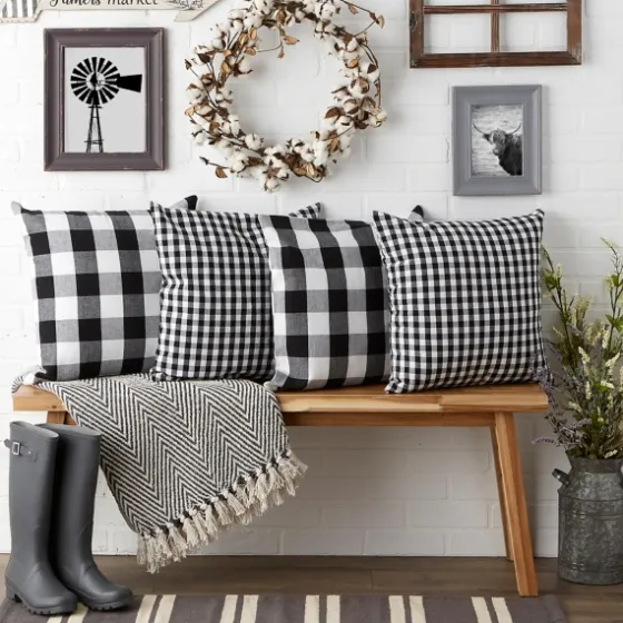 And White Gingham Pillow Covers, Set Of 4-Kirkland's Home Flash Sale