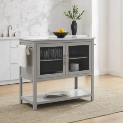 And White Marble Top Kitchen Island-Kirkland's Home Store