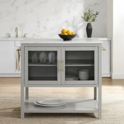 And White Marble Top Kitchen Island-Kirkland's Home Store