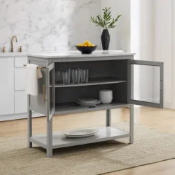 And White Marble Top Kitchen Island-Kirkland's Home Store