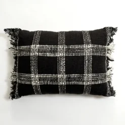 And White Open Plaid Lumbar Pillow-Kirkland's Home Store