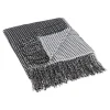 And White Waffle Knit Fringe Throw-Kirkland's Home Fashion